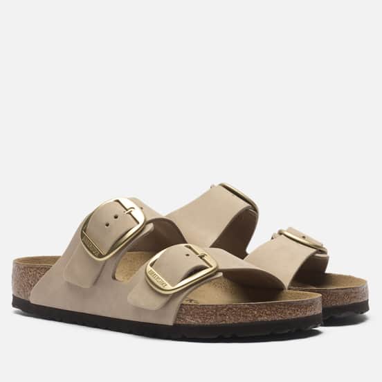 Женские сандалии Birkenstock Arizona Big Buckle Nubuck Leather Regular Sandcastle