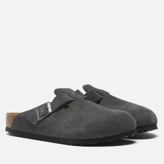 Сандалии Birkenstock Boston Suede Leather Regular Charcoal