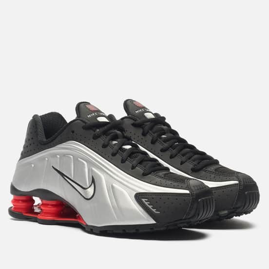 Женские кроссовки Nike Wmns Shox R4 Black/Metallic Silver/Light Crimson