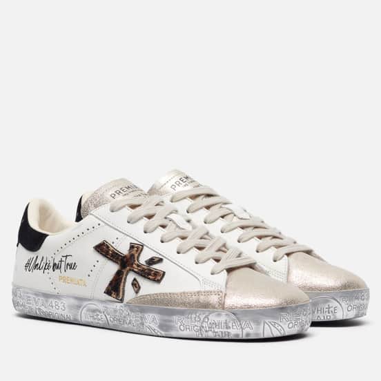 Женские кроссовки Premiata Steven-d 7605 Off White/Gold