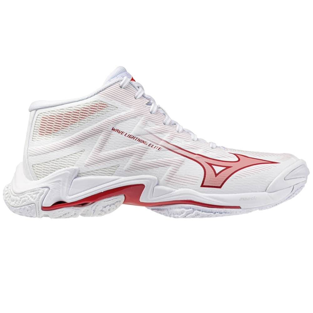 Mizuno WAVE LIGHTNING ELITE MID (W) Кроссовки волейбольные женские Белый/Красный