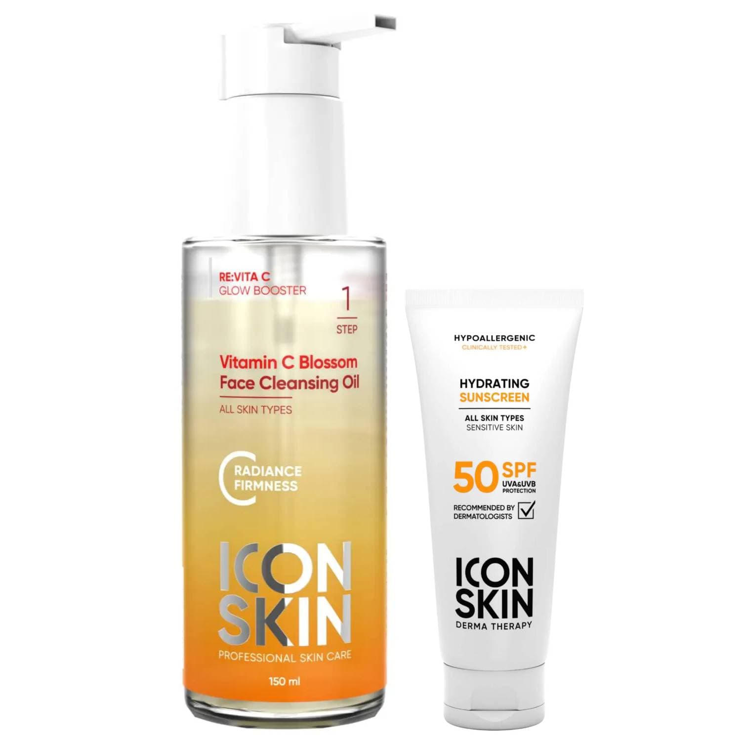 Набор для сияния и защиты кожи: гидрофильное масло + крем SPF50 75 мл