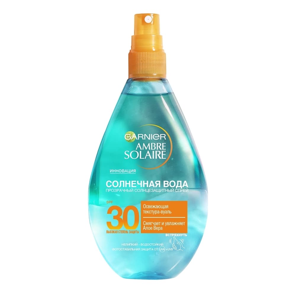 Освежающий солнцезащитный спрей, Солнечная вода с алоэ вера, SPF 30