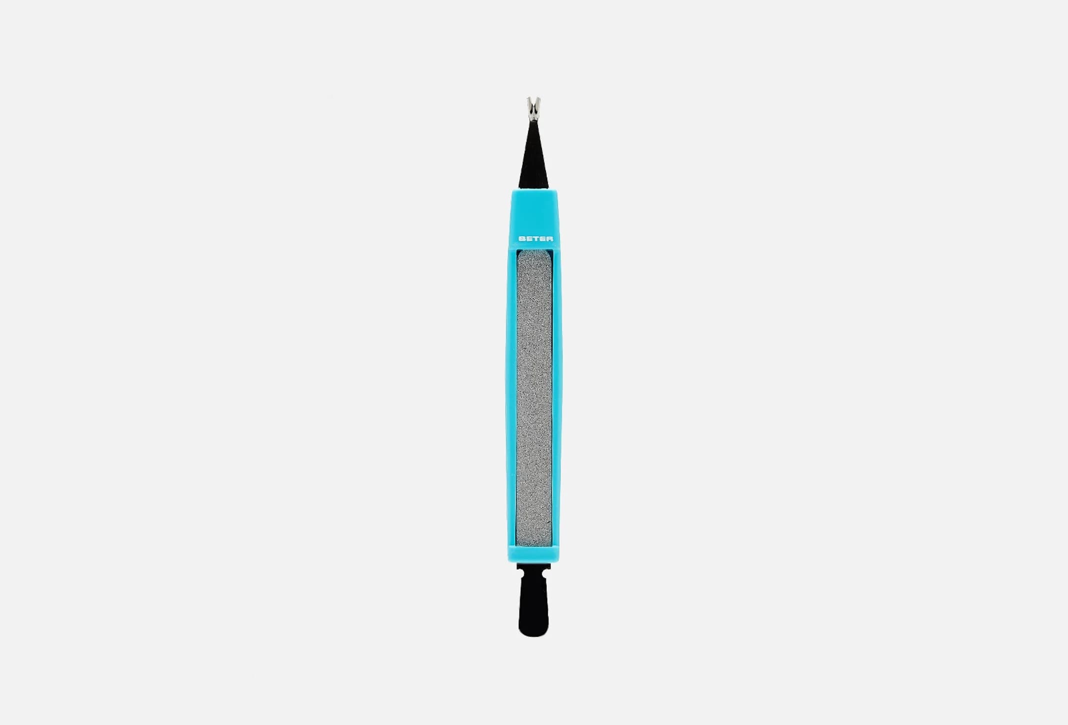 Triple-use cuticle cutter with pusher and file