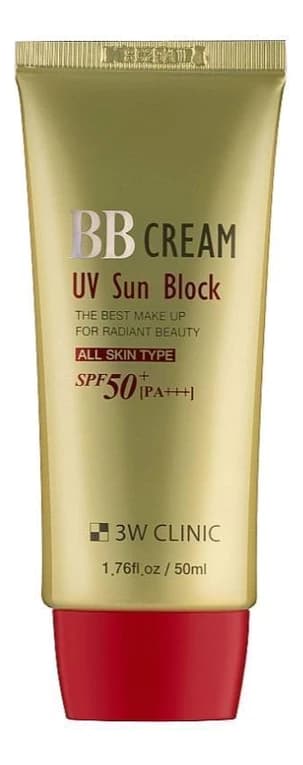 3W CLINIC Солнцезащитный BB крем для лица BB Cream UV Sun Block SPF50+ PA+++
