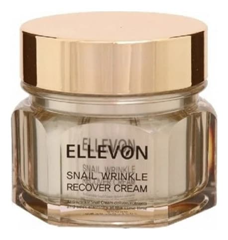 ELLEVON Антивозрастной крем для лица с муцином улитки Snail Wrinkle Recover Cream