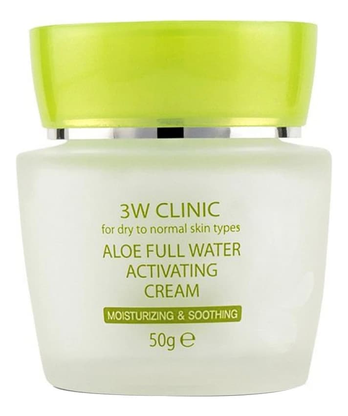 3W CLINIC Крем для лица с экстрактом алоэ Aloe Full Water Activating Cream