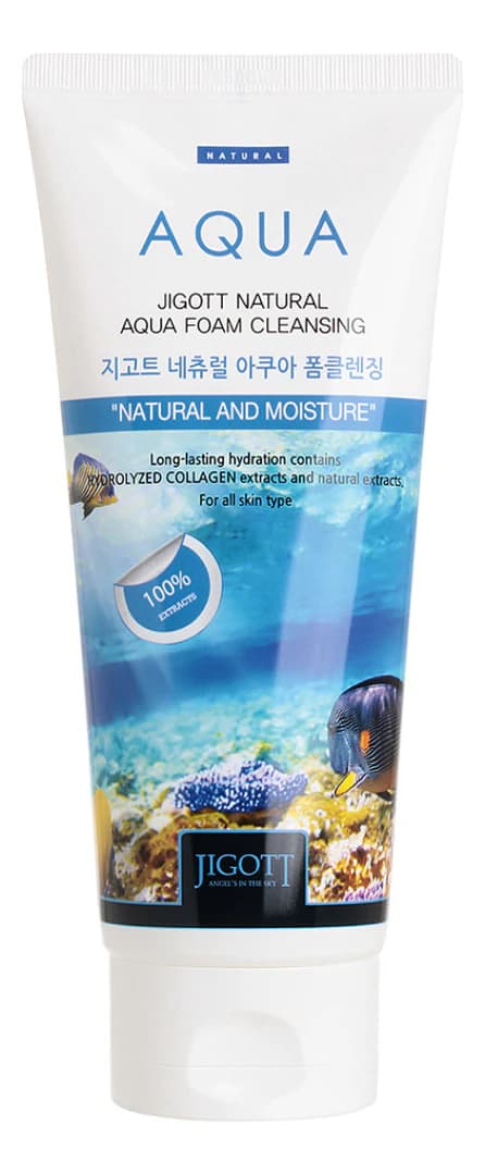 Jigott Пенка для умывания с аквамарином Natural Aqua Foam Cleansing