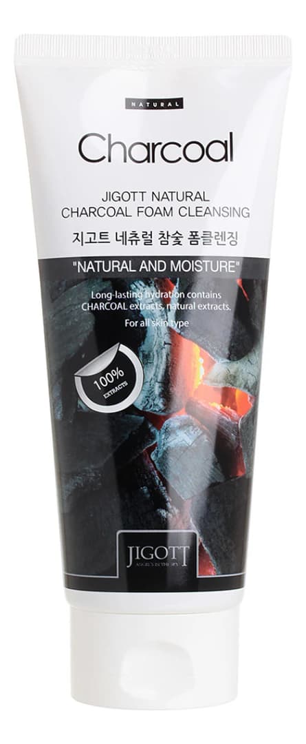 Jigott Пенка для умывания с древесным углем Natural Charcoal Foam Cleansing