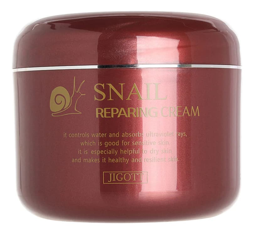 Jigott Восстанавливающий крем для лица с муцином улитки Snail Reparing Cream