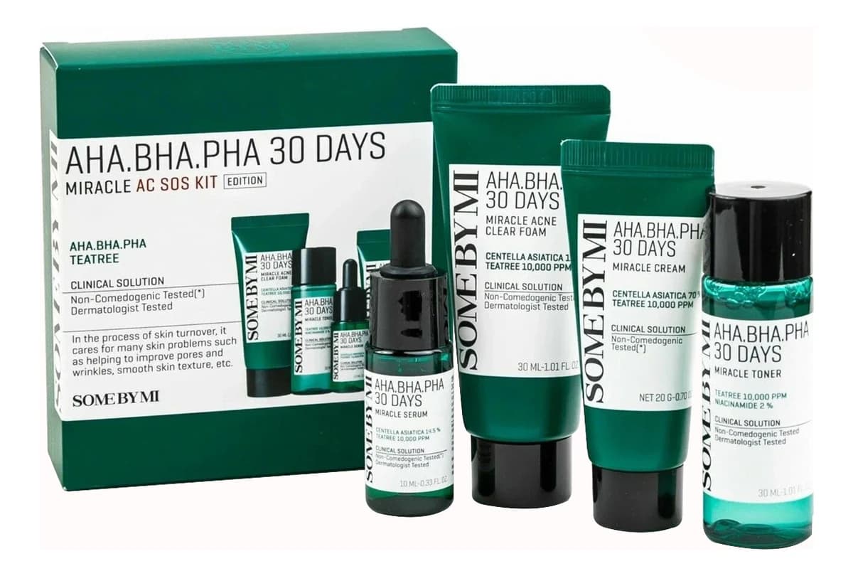 Some By Mi Набор для лица AHA-BHA-PHA 30 Days Miracle AC SOS (пенка + тонер 30мл + сыворотка 10мл + крем 20мл)