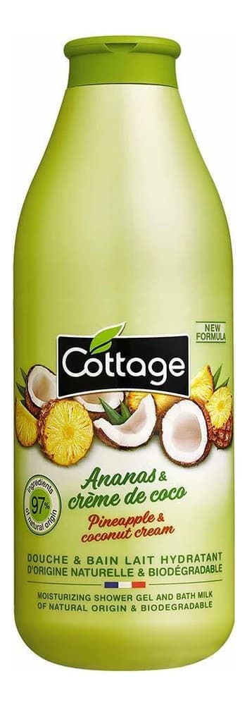 Cottage Увлажняющий гель-пена для душа и ванны Moisturizing Shower Gel & Bath Milk Pineapple & Coconut Cream