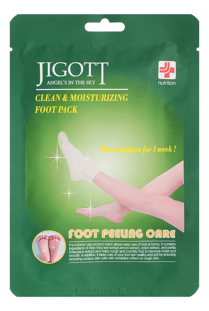 Jigott Маска-пилинг для ног Clean & Moisturizing Foot Pack 2*
