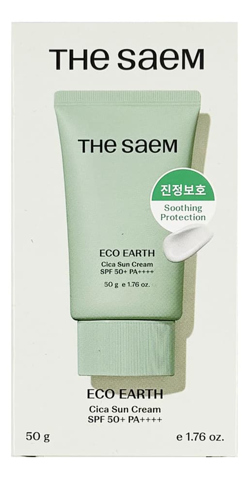 The Saem Солнцезащитный крем для чувствительной кожи лица Eco Earth Cica Sun Cream SPF50+ PA++++