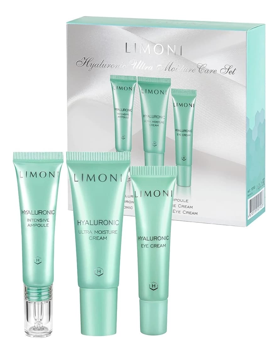 Limoni Набор для лица с гиалуроновой кислотой Hyaluronic Ultra Moisture Care (крем + крем для век 15мл + сыворотка 15мл