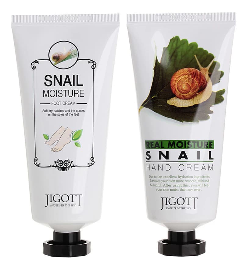 Jigott Набор с экстрактом слизи улитки Real Moisture Hand & Foot Cream 2* (крем для ног + крем для рук)