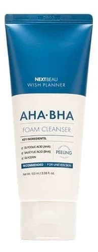 Nextbeau Очищающая пенка для умывания с кислотами Wish Planner AHA BHA Foam Cleanser