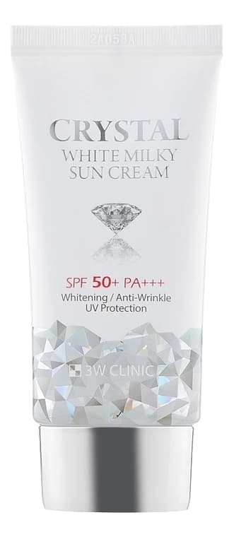 3W CLINIC Солнцезащитный крем для лица с молочным протеином Crystal White Milky Sun Cream SPF50+ PA+++