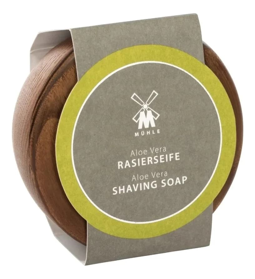 Muehle Твердое мыло для бритья в деревянной чаше Skin Care Aloe Vera Shaving Soap (алоэ вера)
