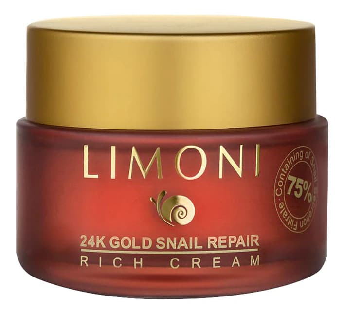 Limoni Крем для лица с золотом и экстрактом слизи улитки 75% 24K Gold Snail Repair Rich Cream
