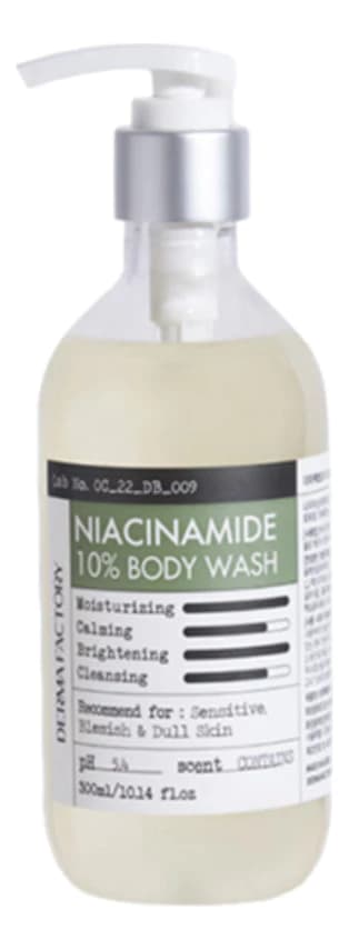 Derma Factory Успокаивающий гель для душа с ниацинамидом Niacinamide 10% Body Wash