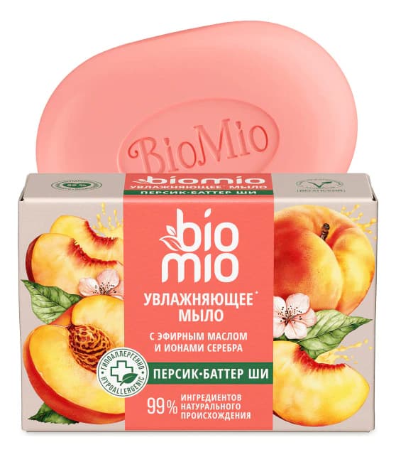 BioMio Натуральное мыло Масло персика и баттер ши Vegan-Soap Superfood
