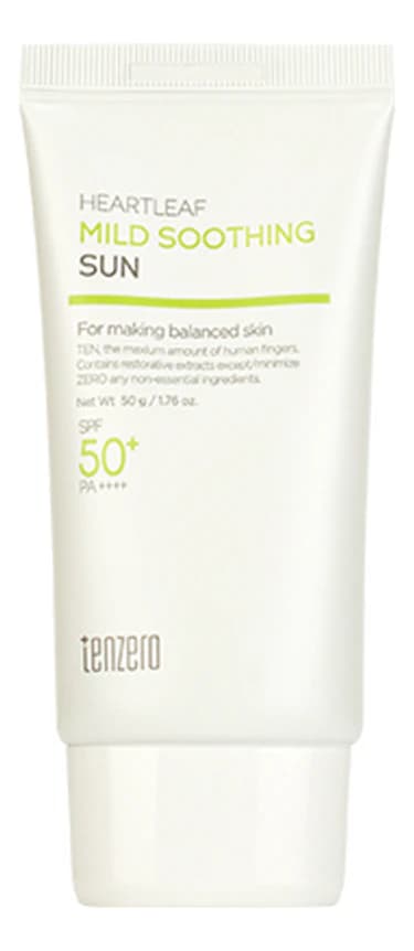 TENZERO Успокаивающий солнцезащитный крем Heartleaf Mild Soothing Sun SPF50+ PA++++