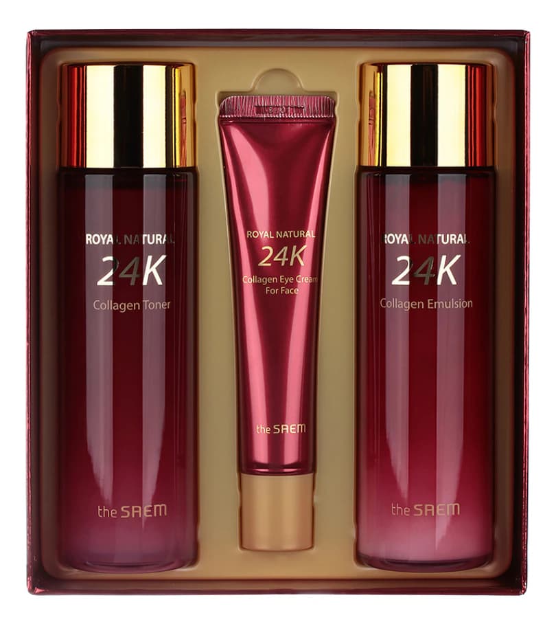 The Saem Набор для лица Royal Natural 24K Collagen Skin Care 2 Set (тонер + крем для кожи вокруг глаз 40мл + эмульсия 150мл