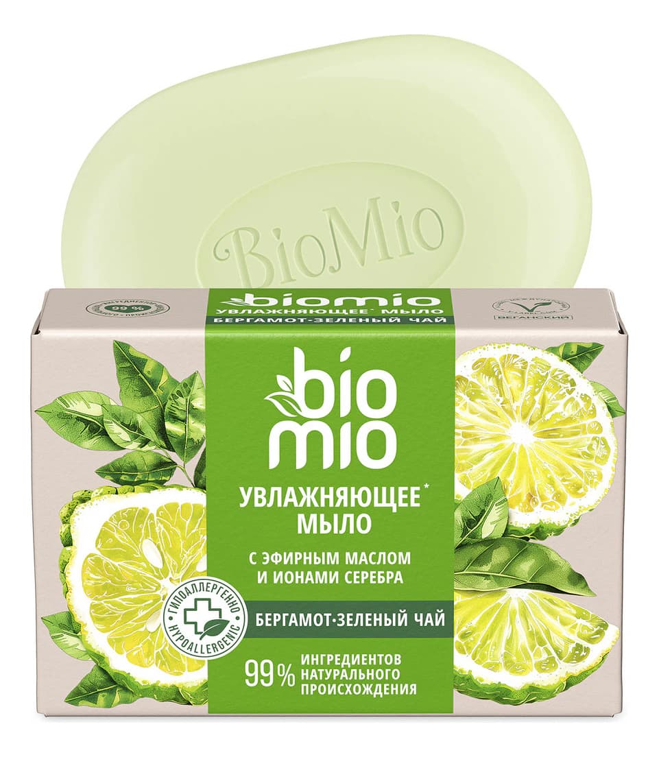 BioMio Натуральное мыло Бергамот и зеленый чай Vegan-Soap Aromatherapy