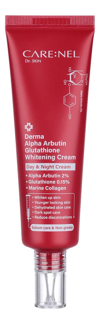 CARE:NEL Крем для лица осветляющий с альфа-арбутином и глутатионом Derma Alpha Arbutin Glutathione Whitening Cream