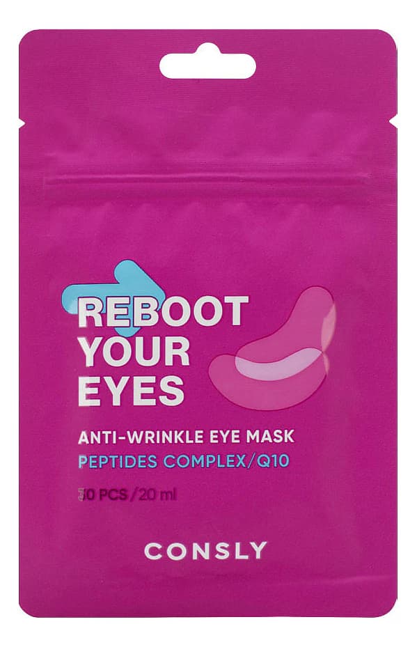 Consly Тканевая маска-патч для кожи вокруг глаз с коэнзимом Q10 и пептидами Reboot Your Eyes Anti-Wrinkle Eye Mask