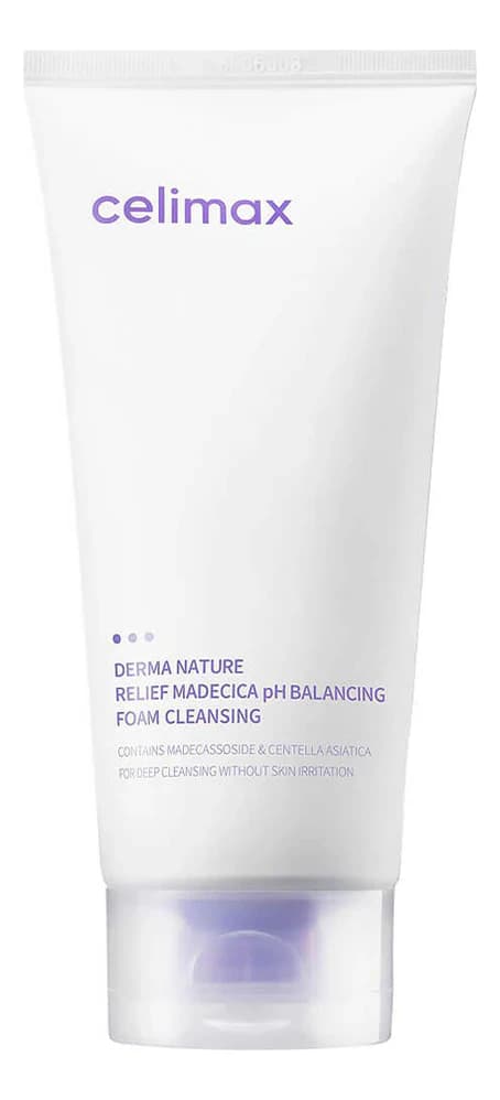 Celimax Слабокислотная нежная очищающая пенка для лица Derma Nature Relief Madecica pH Balancing Foam Cleansing