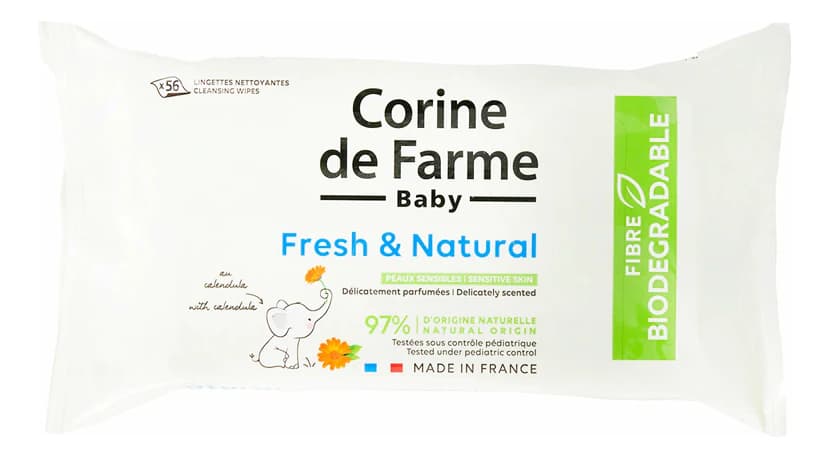 Corine de Farme Влажные салфетки для детей с экстрактом календулы Baby Fresh & Natural