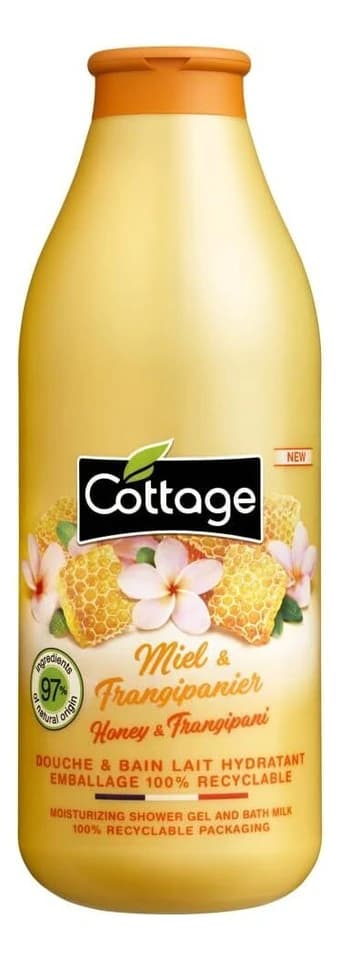 Cottage Гель-пена для душа для ванны Moisturizing Shower Gel & Bath Milk Honey & Frangipani