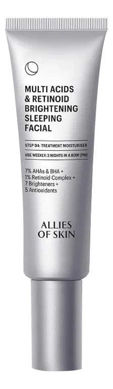 Allies of Skin Ночной мультикислотный осветляющий пилинг для лица Multi Acids & Retinoid Brightening Sleeping Facial