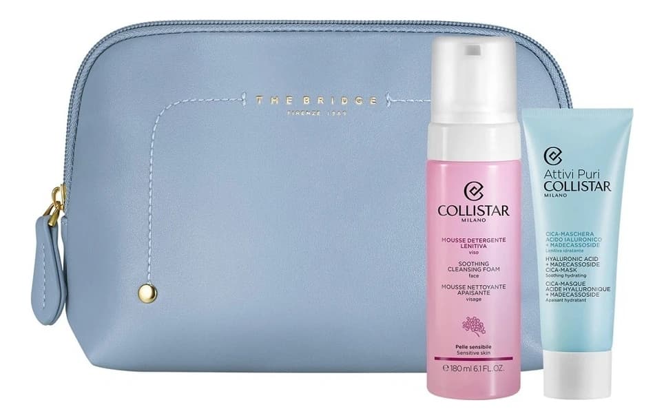 Collistar Набор для лица (крем-маска Attivi Puri Cica + пенка для умывания Mousse Detergente 180мл + косметичка)