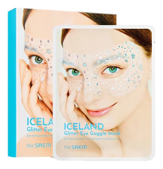 The Saem Тканевая маска с глиттером для кожи вокруг глаз Iceland Glitter Eye Goggle Mask