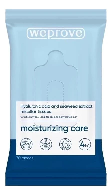 Weprove Мицеллярные салфетки с гиалуроновой кислотой и экстрактом водорослей Hyaluronic Acid And Seaweed Extract