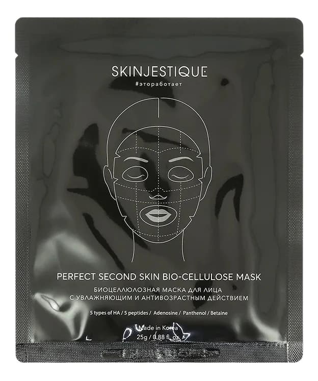 Skinjestique Биоцеллюлозная маска для лица с увлажняющим и антивозрастным действием Perfect Second Skin