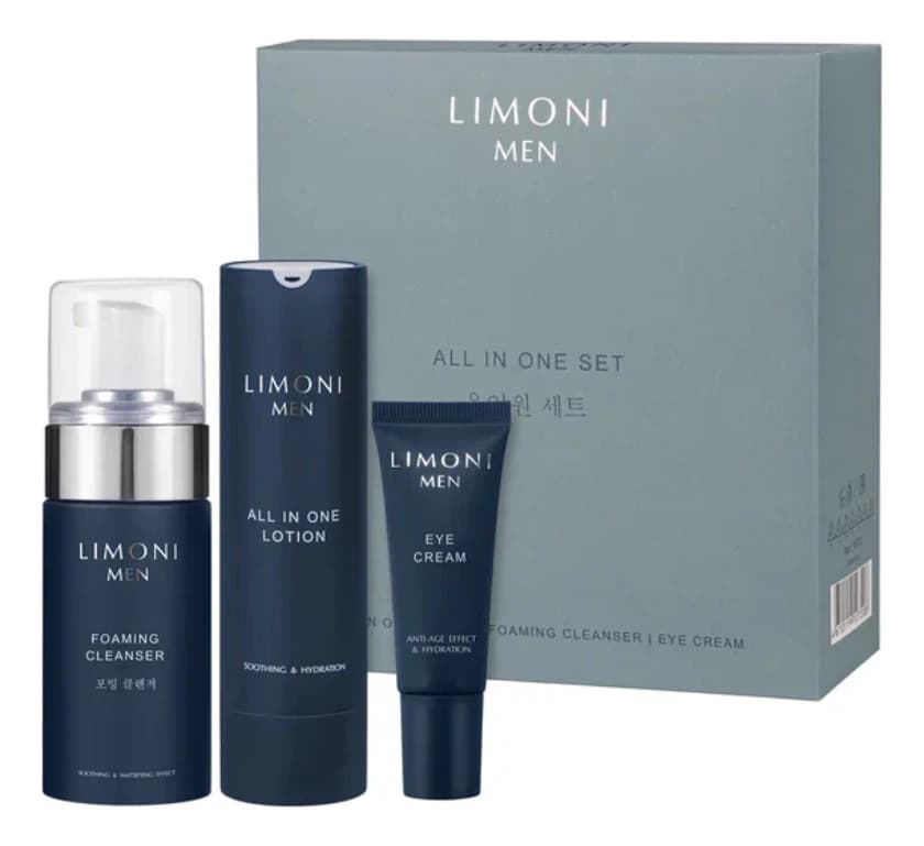 Limoni Набор для лица Men (лосьон All In One Lotion + пенка Foaming Cleanser 100мл + крем для кожи вокруг глаз Eye Cream 25мл)
