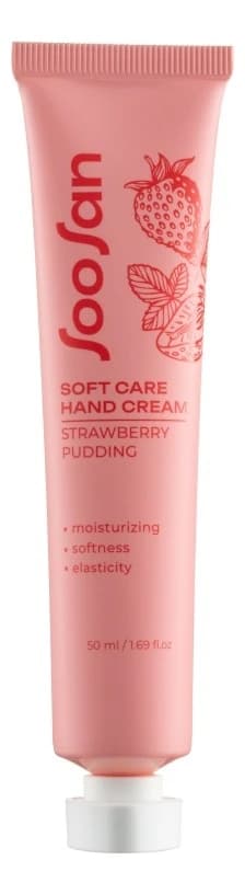 SOOSAN Увлажняющий крем для рук с ароматом клубники Soft Care Hand Cream Strawberries Pudding