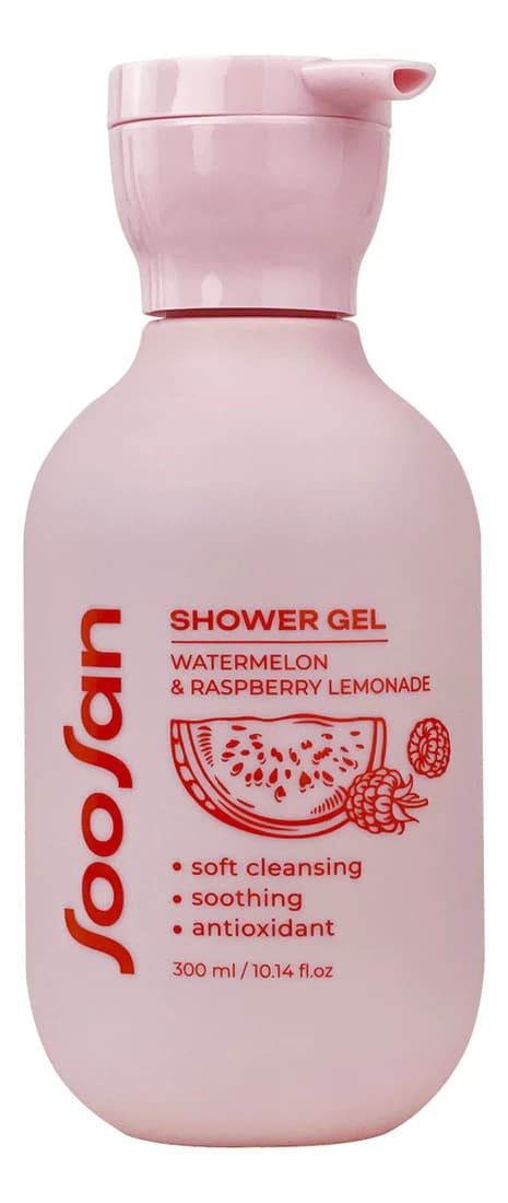 SOOSAN Гель для душа с ароматом арбуза и малины Shower Gel Watermelon & Raspberry Lemonade