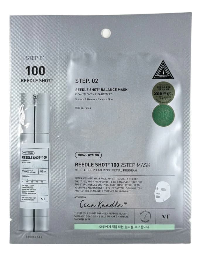 VT Cosmetics Двухступенчатая балансирующая маска для лица с микроиглами Reedle Shot 100 Mask /1,5г