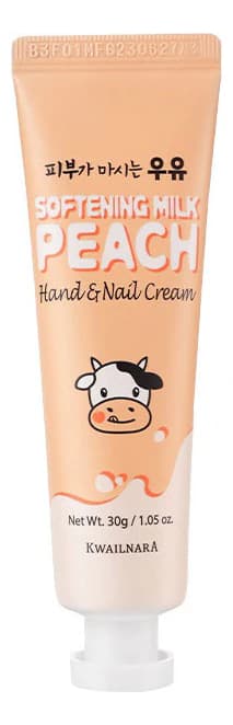 Welcos Крем для рук и ногтей с экстрактом персика Kwailnara Softening Milk Peach Hand & Nail Cream