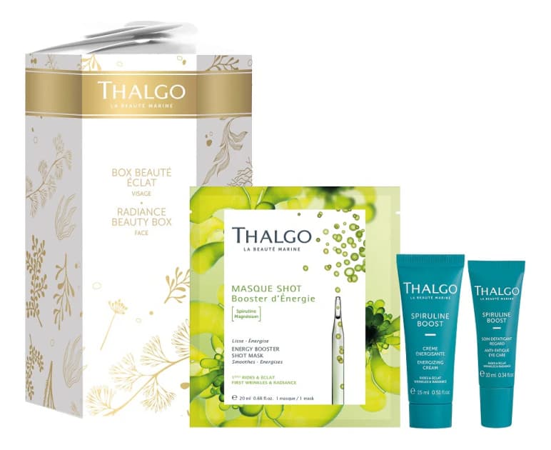 Thalgo Набор для лица Box Beaute Eclat Spiruline Boost (экспресс-маска Booster d'Energie + крем Creme Energisante 15мл + гель д/глаз Soin Defatigant Regard 10мл)
