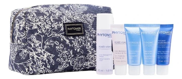 PHYTOMER Набор Французские секреты (лосьон д/лица + гель д/лица 15мл + крем д/тела 15мл + крем-сорбет д/лица 15мл + ночной крем д/лица 15мл + косметичка)