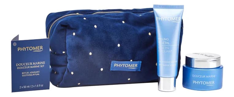PHYTOMER Набор для чувствительной кожи Синий бархат Christmas Douceur Marine Beauty Pouch (пилинг + крем 50мл