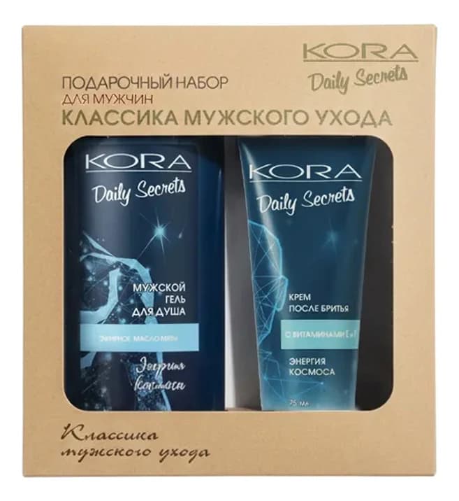 KORA Набор для лица и тела Энергея космоса (гель д/душа + крем п/бритья 75мл)