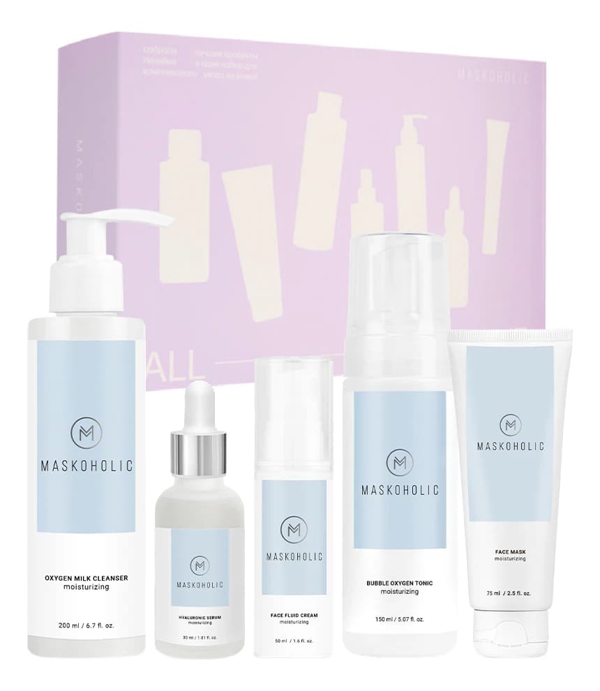 Maskoholic Набор для лица Moisturizing (крем-флюид + маска 75мл + гель для умывания 200мл + сыворотка 30мл + тоник 150мл)