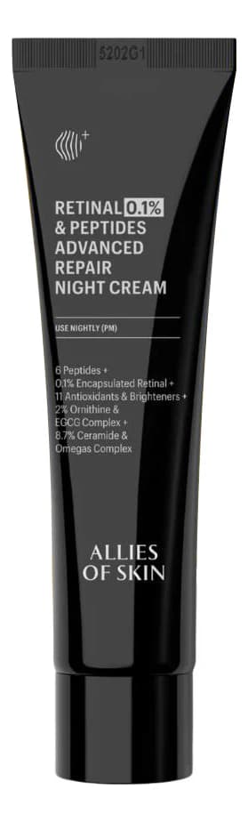 Allies of Skin Ночной пептидный крем с ретиналем Retinal 0,1% & Peptides Advanced Repair Night Cream Крем